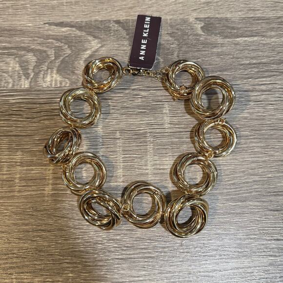 Anne Klein Gold Tone Circle Knot All Around Statement Necklace NWT - Picture 2 of 9
